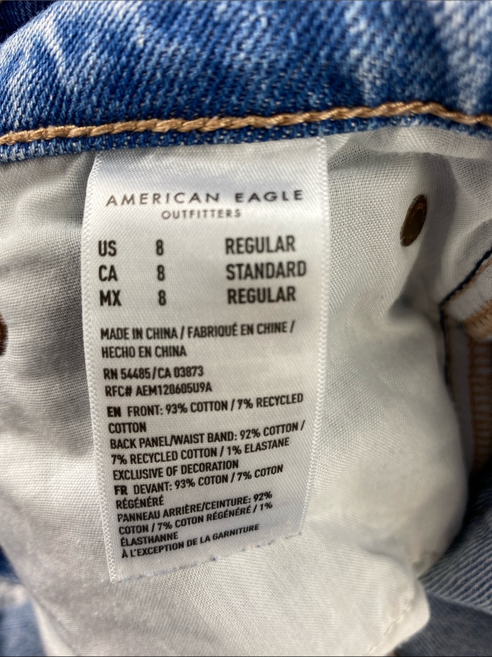 American Eagle Highest Rise Baggy Straight Destroyed Jeans Size: 8 Regular - Picture 8 of 16